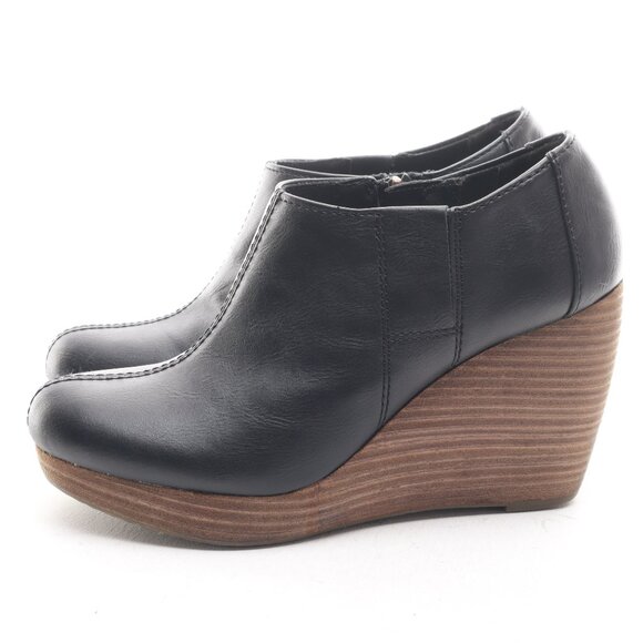 Dr. Scholl‘s Women Vegan Leather HARLIE Ankle Bootie Wedges 7 Black/Brown - Picture 7 of 16